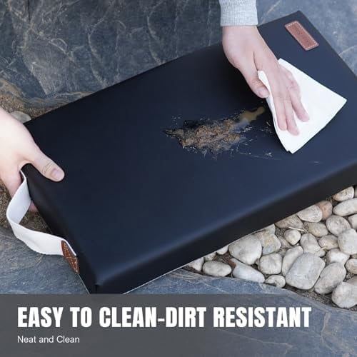 Waterproof Garden Kneeling Pad - 2" Thick Soft Foam Kneeling Mat for Gardeners with Handle & Removable Cover, Knee Support for Bathing, Black