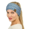 thumbnail image 4 of C.C Soft Stretch Winter Warm Cable Knit Fuzzy Lined Ear Warmer Headband, Denim, 4 of 4