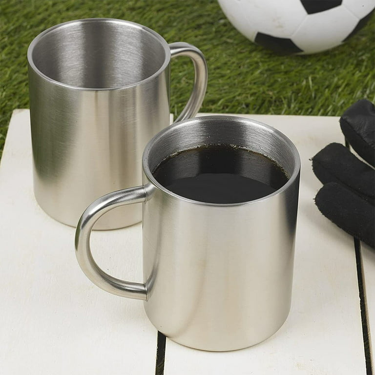 1Pc Stainless Steel Mugs - Double Wall - Comfortable Handle 13.64oz Metal  Coffee Mug Tea Cups - for Home Camping Outdoors RV Gift - Shatterproof