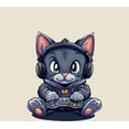 thumbnail image 4 of Focused Gamer Cat Adult Natural Crew Neck Short Sleeve Tee-XXL, 4 of 4