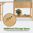 thumbnail image 2 of Mcombo Cold Frame Greenhouse with Foldable Potting Table, Raised Garden Bed Planter Box with Legs and Wooden Greenhouse with Shelf for Vegetables, Herb and Flowers Use, 0399, 2 of 7
