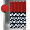 thumbnail image 3 of Black Chevron Shower Curtains for Bathroom Waterproof Fabric Bath Curtains Decor Bath Tub Curtain Geometric Navy Blue White Sea Wavy Striped Decorative Shower Curtain Sets with 12 Hooks, 72x72 Inch, 3 of 6