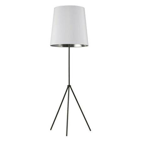Satin Chrome Floor - Dainolite 1 Light 3 Leg Satin Chrome Drum Floor Lamp
