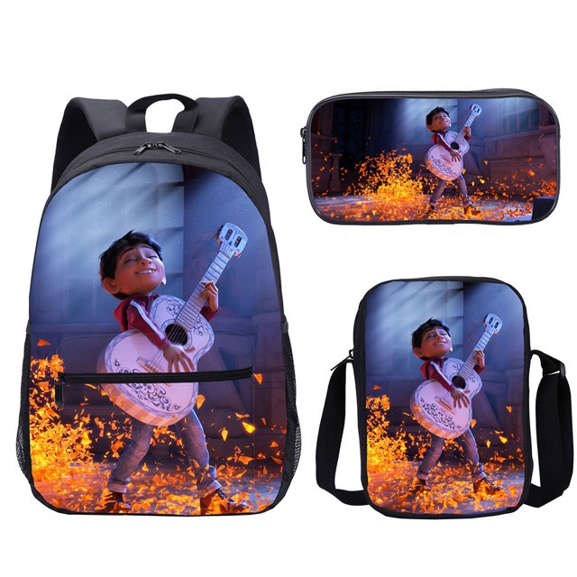 Mochila para estudiantes de escuela primaria Coco, bolsa para lápices, conjunto de mochila pequeña, mochila de bolsillo simple de 17 pulgadas, mochila pequeña y estuche para lápices, conjunto de tres piezas 8 brillar Electrónica