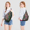 thumbnail image 3 of Jungle Floral Sling Backpack - Exotic Monstera & Flowers Design Crossbody Bag, Fashionable Pack, 3 of 4