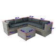 thumbnail image 7 of Patio Sectional Furniture Set, 6 Pieces Rattan Patio Furniture Sets with Dark Gray Cushions, Patio Couch with a Table for Lawn, Garden, Backyard, Poolside, 7 of 7