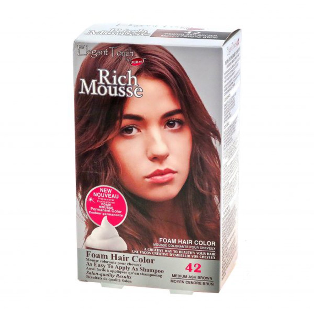 Foam Hair Color Rich Mousse Medium Ash Brown 42 Elegant Touch By