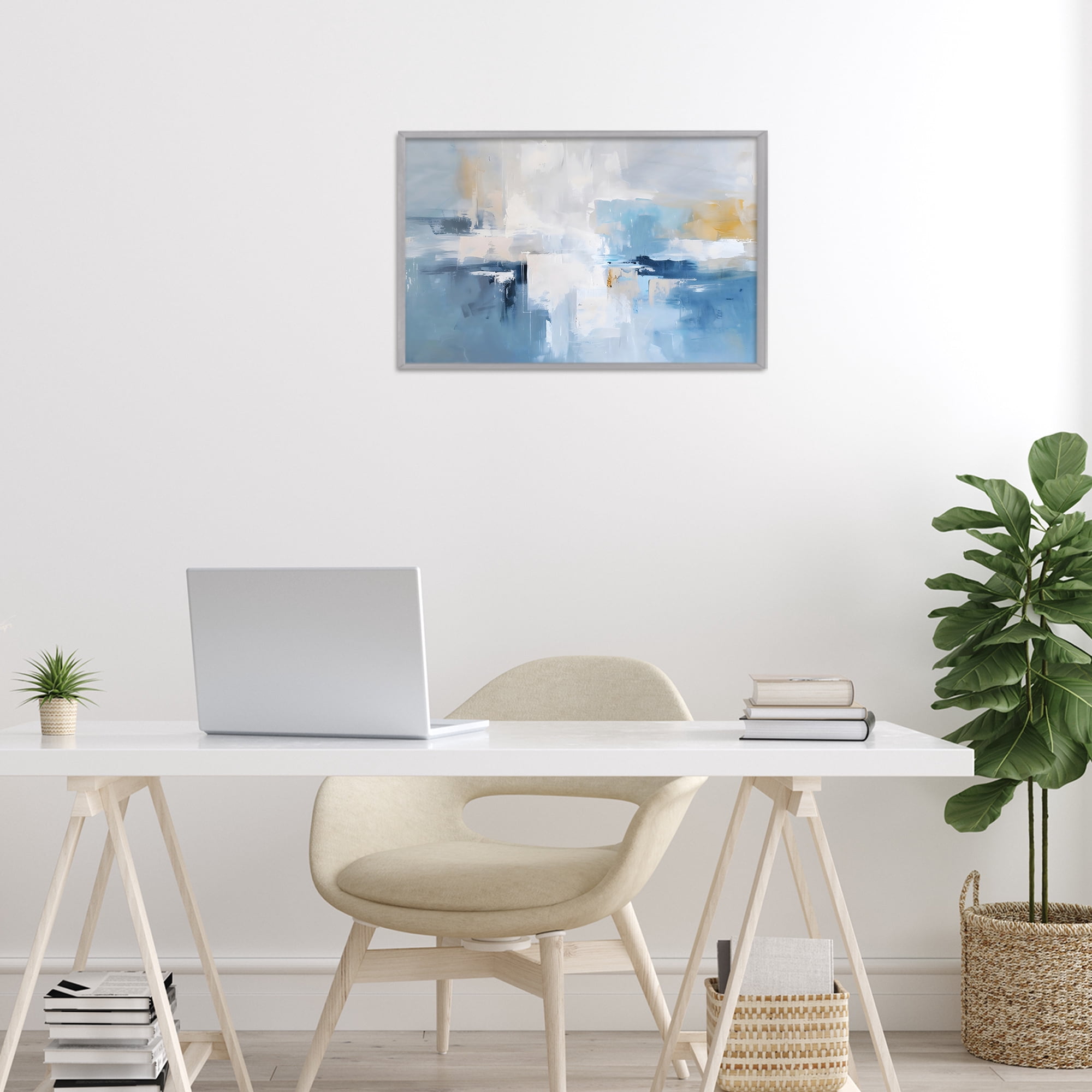 Stupell Industries Blue Sea Mist Horizon Gray Framed Giclee Art, design by Creative Studio
