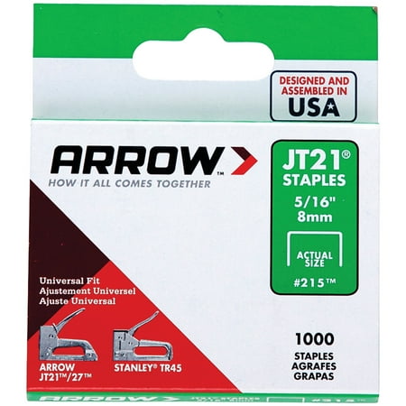 Arrow 215 Genuine JT21/T27 5/16-Inch Staples, 1,000-Pack