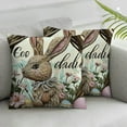 thumbnail image 2 of Nawypu Happy Easter Hunny Bunny Decorative Throw Pillow Covers, Home Sweet Home Rabbit Wreath Porch Patio Outdoor Pillowcase, Egg Hunt Tulip Flower Stripes Cushion Case Home Decor&nbsp;2pc, 2 of 6