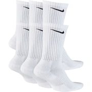 Nike Unisex Everyday Cotton Cushioned Crew Training Socks with DRI-FIT Technology (Pack of 6 Pairs), White