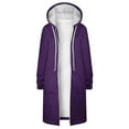 thumbnail image 2 of Qetyuw Long Hooded Jackets for Women Full ZIp Up Oversized Open Front Cardigan Jacket Casual Long Sleeve Coat Outwear, 2 of 6