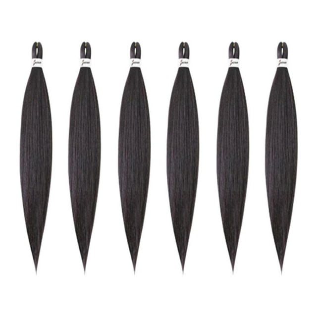 MagiDeal 6 piezas de cabello preestirado extensión de cabello Negro 04 Zulema Cabello trenzado pre estirado