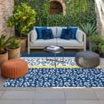 thumbnail image 2 of Blue Yellow Outdoor Rug for Patio/Deck/Porch, Non-Slip Large Area Rug 6 x 9 Ft, Botanical Floral Motifs Wildflower Striped Indoor Outdoor Rugs Washable Area Rugs, Reversible Camping Rug Carpet Runner, 2 of 8