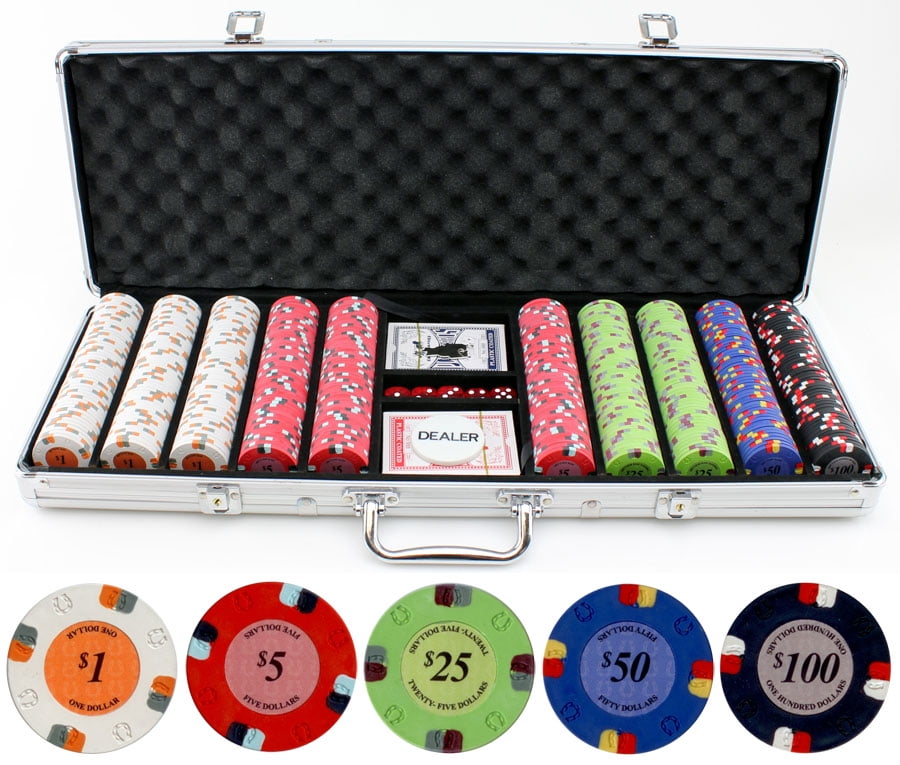 Pick Chips! New 500 The Mint 13.5g Clay Poker Chips Set Black Aluminum Case 