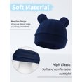 thumbnail image 3 of Happy Cherry Newborn Hospital Hat Cotton Baby Boy Beanie Caps Infant Bear Ears Preemie Cap Preemie No Scratch Mittens Baby Girl Hat Mitten Sock Set 4 Pack for 0-6 Months(Caramel Navy Blue White Gray), 3 of 7