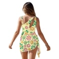 thumbnail image 2 of Xixirimido Retro-style Daisy Print Girls One Piece Swimsuit with Adjustable Strap and Mesh Cover Up Skirt, One Shoulder Cute Bathing Suit Swimwear Set, Size 13-14 Years, 2 of 7