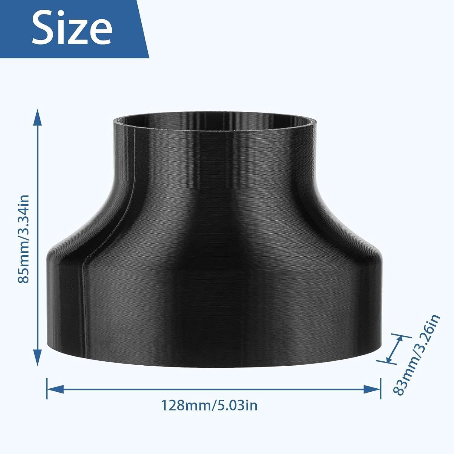 4-Inch Oval to 3-Inch Round Duct for Panasonic Exhaust Fan Adapter, Vent Reducer Connector for Bathroom Ventilation, Easy Installation (Black)