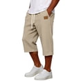 thumbnail image 4 of Dwellite Long Short for Men Below Knee Cargo Short Pants Casual Summer Lightweight 3/4 Sweat Shorts with Pockets SweatShorts Khaki M, 4 of 6