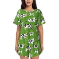 thumbnail image 1 of Balery Cows With Calfs Green Conjunto de Pijama para Mujer con Estampado, Dos Piezas de Manga Corta y Shorts, Ropa de Dormir Suave con Cuello Redondo y Bolsillos-X-Large, 1 of 6