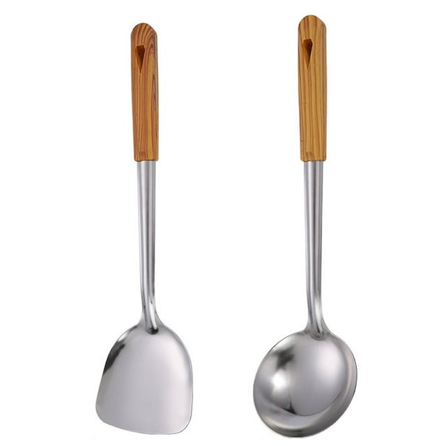 Juego de utensilios de cocina de acero inoxidable - 2 utensilios de cocina - Juego de utensilios de cocina antiadherentes