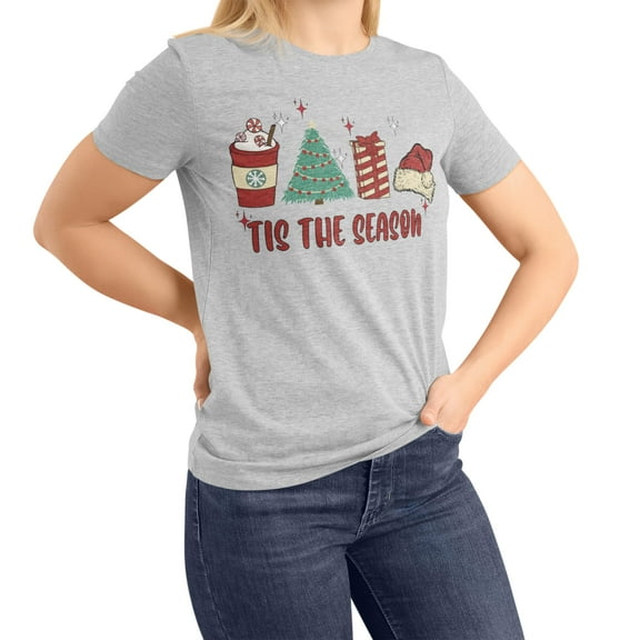 MISS POPULAR Womens Xmas Holiday T shirts, Christmas, Seasonal Prints | S-2XL