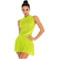 thumbnail image 5 of iiniim Lyrical Dance for Women Rhinestone Figure Skating Dresses Sleeveless Ballet Dancewear Fluorescent Yellow L, 5 of 7