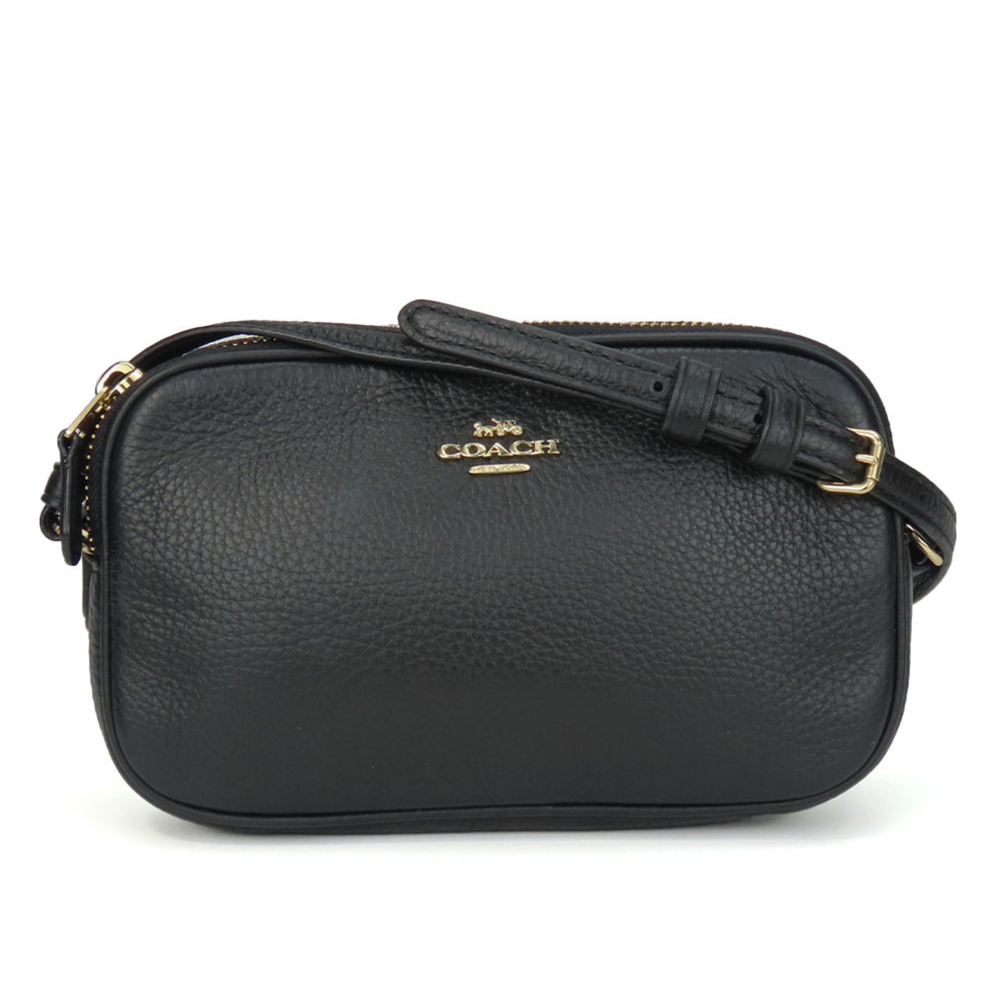 COACH/黒 レザー ショルダーバッグ Pre-Owned Coach Shoulder Bag F30259 Leather Black Pochette Women's