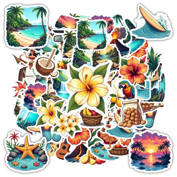 35pcs-50pcs Tropical Stickers Vacation Sticker Pack Summer Kids Stickers  for Laptops Notebooks Suitcases