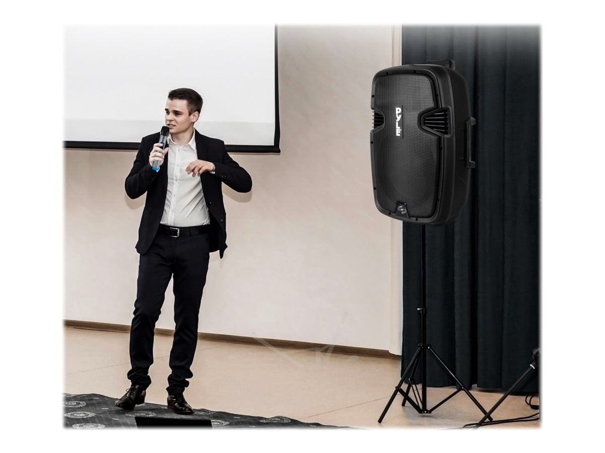 Pyle PPHP1599WU - Portable Hi-Power PA Loudspeaker - Active Powered Speaker System with Built-in , Includes (2) UHF Micros, FM Radio (15'' -inch Subwoofer, 1600 Watt)