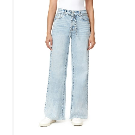 kensie Jeans for Women The Carla High-Rise Belted Wide Leg 32-inch Inseam, Lismore, 6