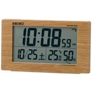 Seiko Clock Alarm Clock Radio Digital Calendar Comfortability Temperature Humidity Display Light brown wood grain SQ784A SEIKO