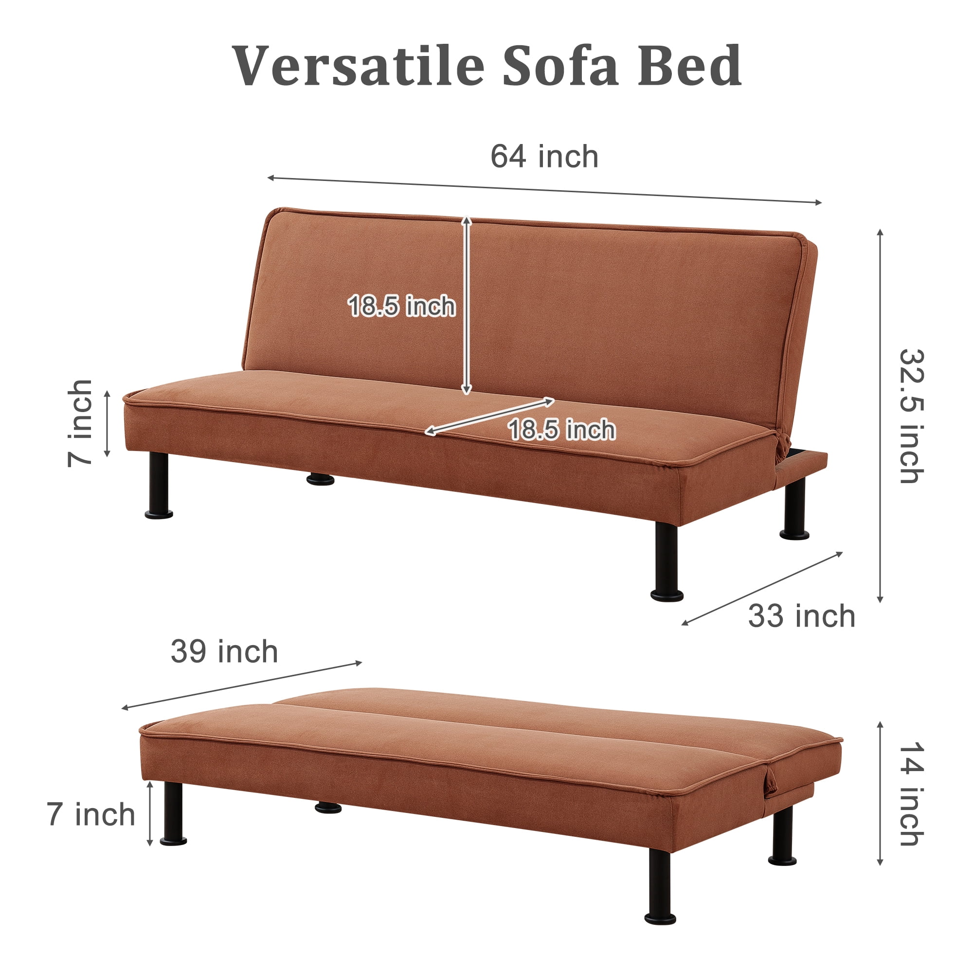 Kadyn Futon Sofa Bed, Convertible Futon for Living Room, Futon Sleeper Sofa, Light Brown Kadyn Futon Sofa Bed, Convertible Futon for Living Room, Futon Sleeper Sofa, Light Brown