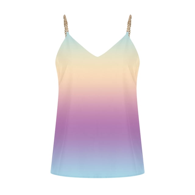 Tops Para Mujer Elegante Blusa Casual Camisas Tirante de Cadena Vintage Cuello en V Sin Mangas Tanque Odeerbi ODB165837