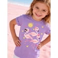 thumbnail image 3 of Lanbubble Girls Graphic T-Shirt Short Sleeve Tees with Flamingo Print Summer Casual Tops, Sizes 3-4, 3 of 8