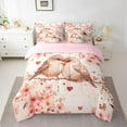 thumbnail image 2 of Homewish Kawaii Couple Bird Bedding Comforter Set 7 Pieces, Romantic Love Heart Full Bedding Set, Pink Cherry Blossoms Reversible Fitted Sheet Flat Sheet, Lightweight Room Decor, 2 of 7