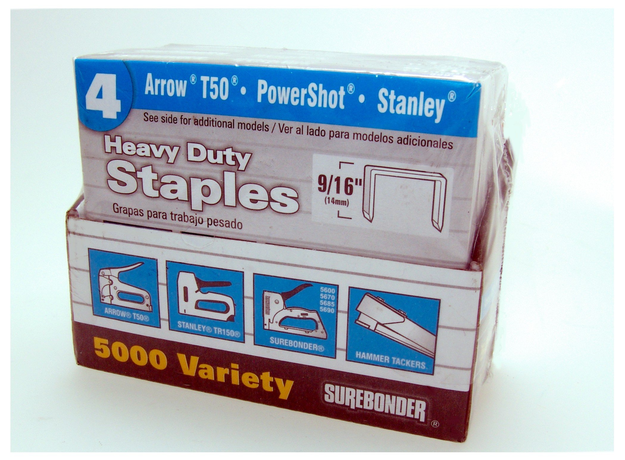 Heavy Duty Narrow Crown Staples 4 T50 style, 1/4", 3/8", 1/2", 9/16