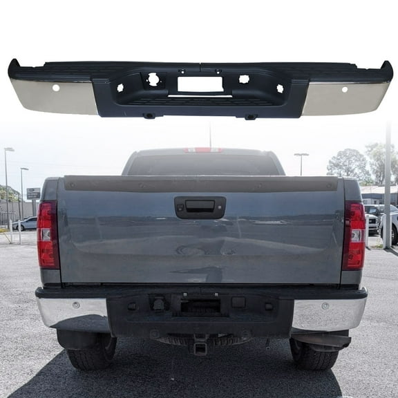 munirater Steel Complete Chrome Rear Bumper Replacement for Chevy Silverado & GMC Sierra 1500 2007-2013 with Rear Park Assist GM1103148 20899360, Does not apply