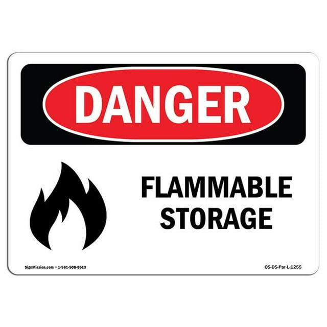 SignMission OS-DS-A-1218-L-1255 12 x 18 in. OSHA Danger Sign - Flammable Storage