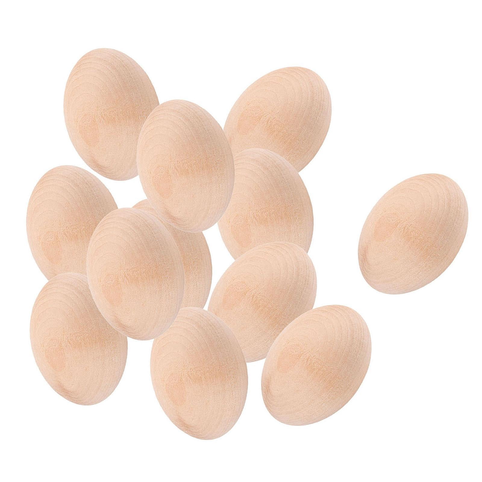 QccHieUs Unfinished Easter Eggs Party Favors Decoration Hanging Ornaments Wood Blank Eggs 12pcs 1.8x1.3inch