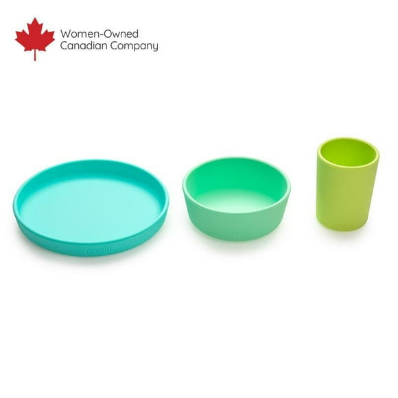 Melii 100% Silicone Feeding Meal Set, Plate, Bowl, Cup - for Babies, Toddlers, Kids