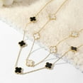thumbnail image 5 of 14K Gold Plated Clover Necklace for Women - Flower Four Leaf Clover Bracelet - Mother of Pearl Gemstone Lucky Flower Design - Adjustable, 5 of 5