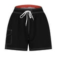 thumbnail image 4 of Timoontee Women's Solid Swim Board Shorts with Pockets Drawstring Quick Dry Water Shorts for Beach Pool Summer Vacation Black L, 4 of 5