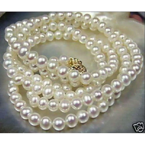 K-KED 25" Beautiful 8-9mm White Cultured Pearl Necklace
