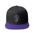 thumbnail image 2 of Daxton Classic Snapback Old English A to Z Numbers Initials Flat Bill Visor Cap-Black Purple Hat, Number 9, 2 of 2