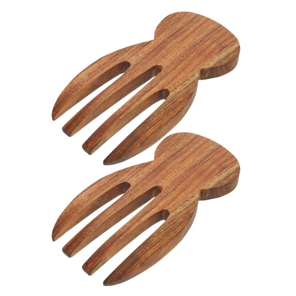 OUNONA Dark Brown Acacia Wood Salad Tongs Set of 2 with Comfortable Grip for Kitchen and Dining Use
