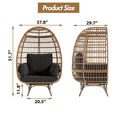 thumbnail image 3 of Sillón Huevo Giratorio 360° Extragrande – Ratán Trenzado – Marco de Acero Robusto – 4 Cojines – Resistente a la Intemperie – Interior y Exterior, 3 of 3