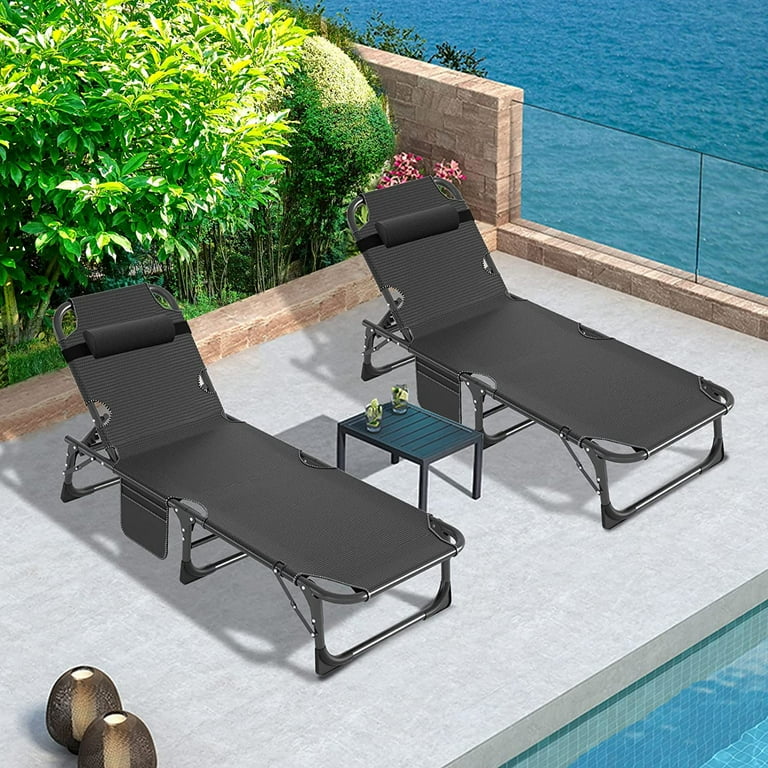  Folding Camping Bed - Reclining Sun Lounger- Garden