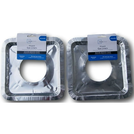 Disposable Drip Pans Basic Gas Stove Drip Pan Foil Liners for Easy Clean-up (Disposable) - Pack of 20, Pack of 20 Foil Liners By The Basics ()