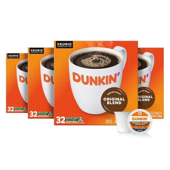 Dunkin' Original Blend FEV6 Medium Roast Coffee, 128 Keurig K-Cup Pods